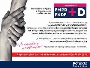 Fundación Konecta amplía el plazo para las ayudas Emprende+Discapacidad.