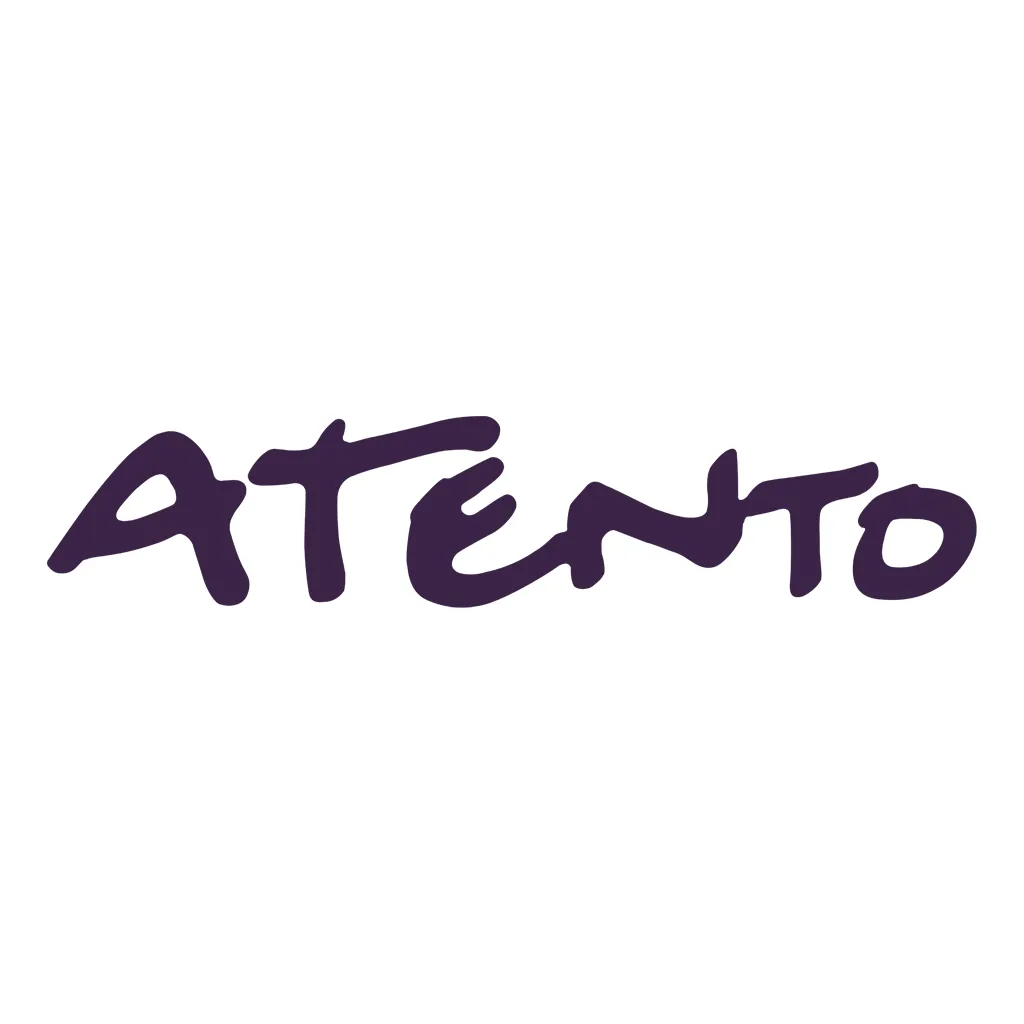 Logotipo oficial de la empresa Atento en color morado sobre fondo blanco, para el directorio de empresas de Relación Cliente