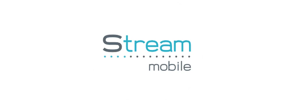 Logotipo de Stream Mobile compuesto por la palabra "Stream" con la letra "S" en gris y "tream" en azul celeste, subrayado por una línea de puntos de ambos colores, y la palabra "mobile" debajo en gris