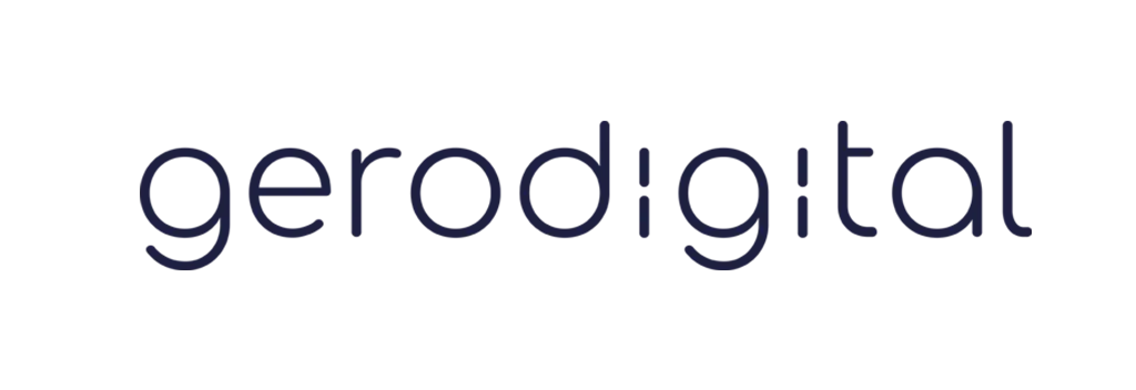 Logotipo de la marca gerodigital escrito en una tipografía sans-serif redondeada de color azul oscuro